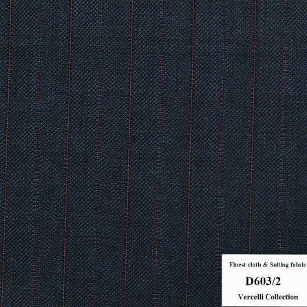 D603/2 Vercelli CVM - Vải Suit 95% Wool - Xanh navy Sọc
